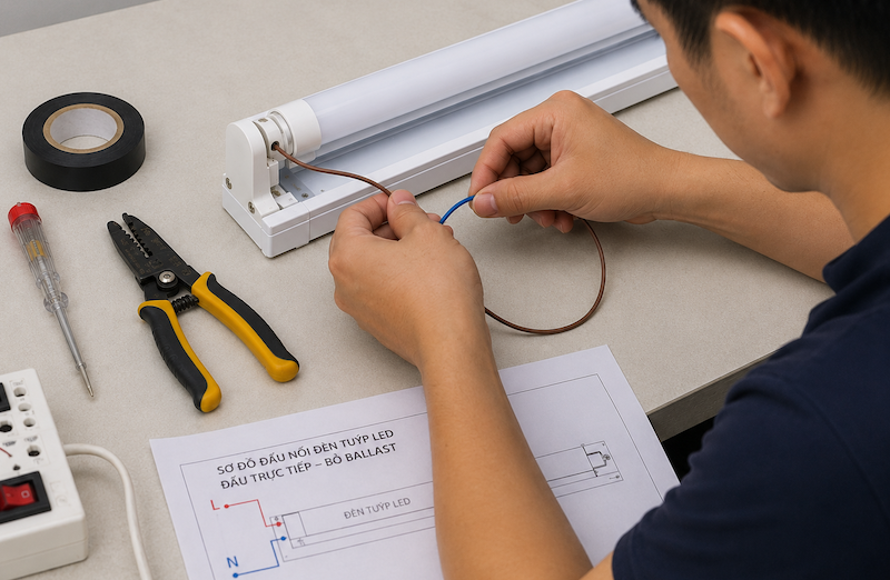 Các bước đấu đèn tuýp led