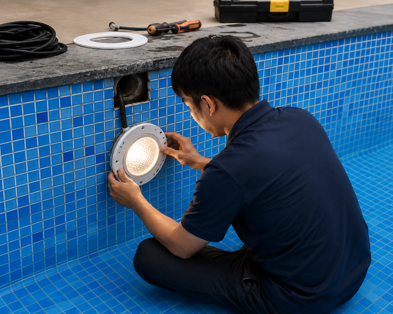 Hướng dẫn lắp đặt đèn hồ bơi